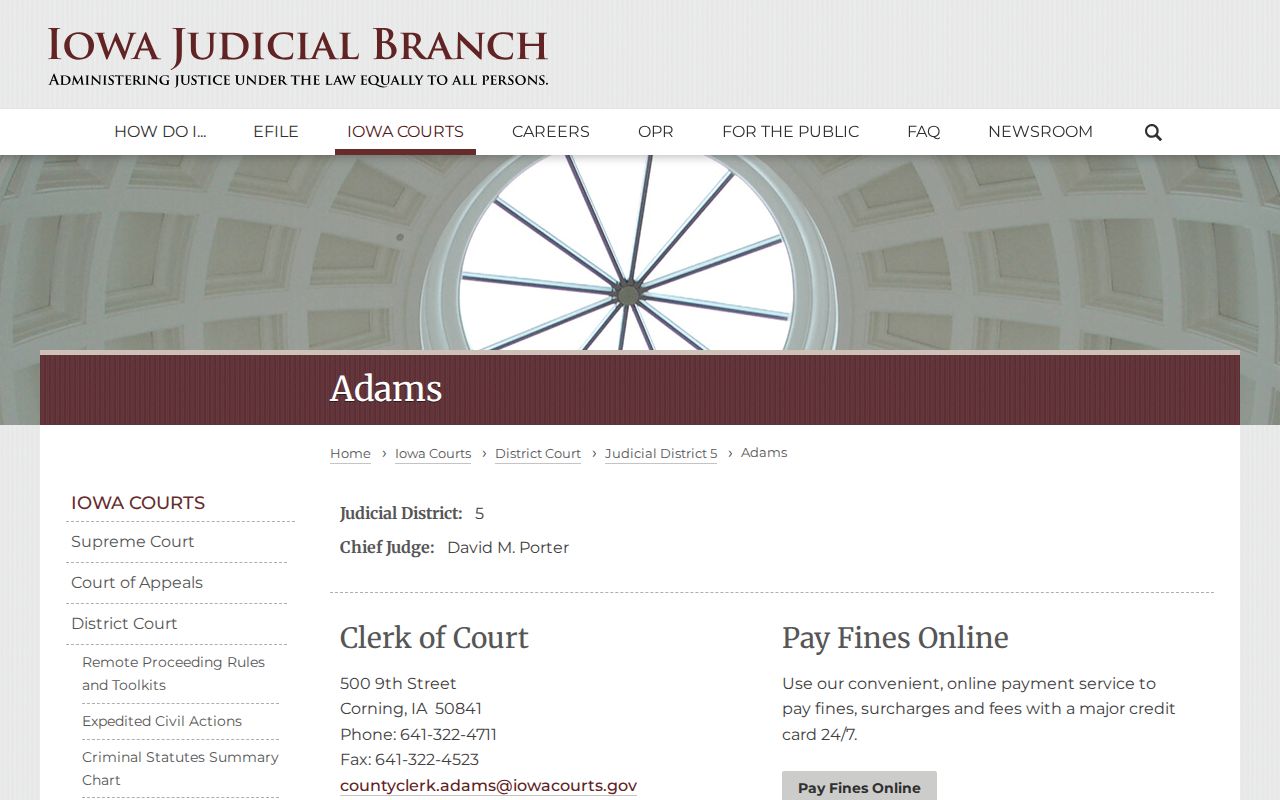 Adams County clerk contact for criminal court case files
