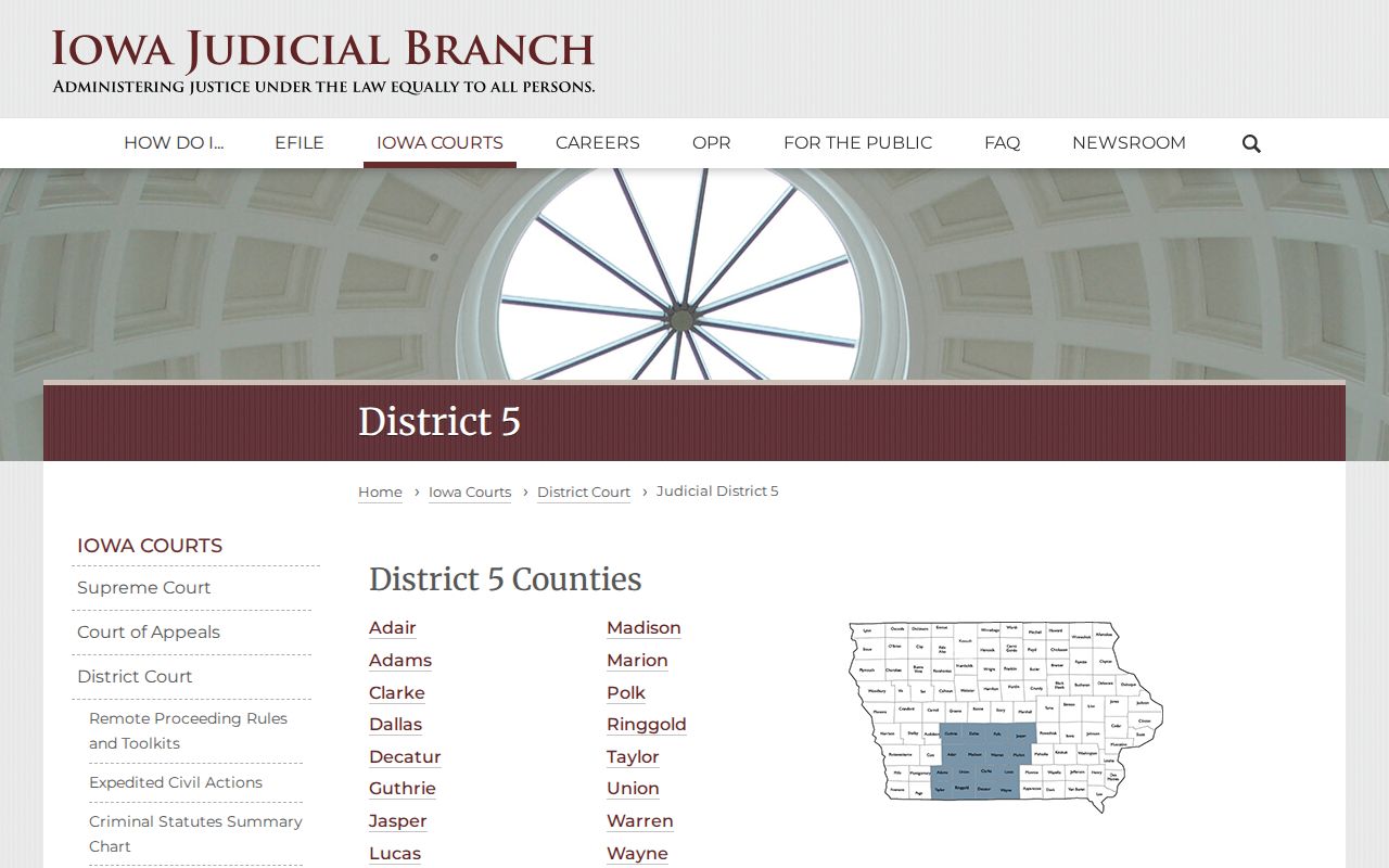 Fifth Judicial District information for Adams County criminal court cases