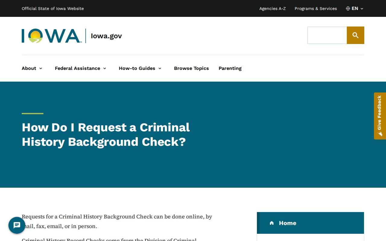 Adams County criminal history Iowa background check instructions