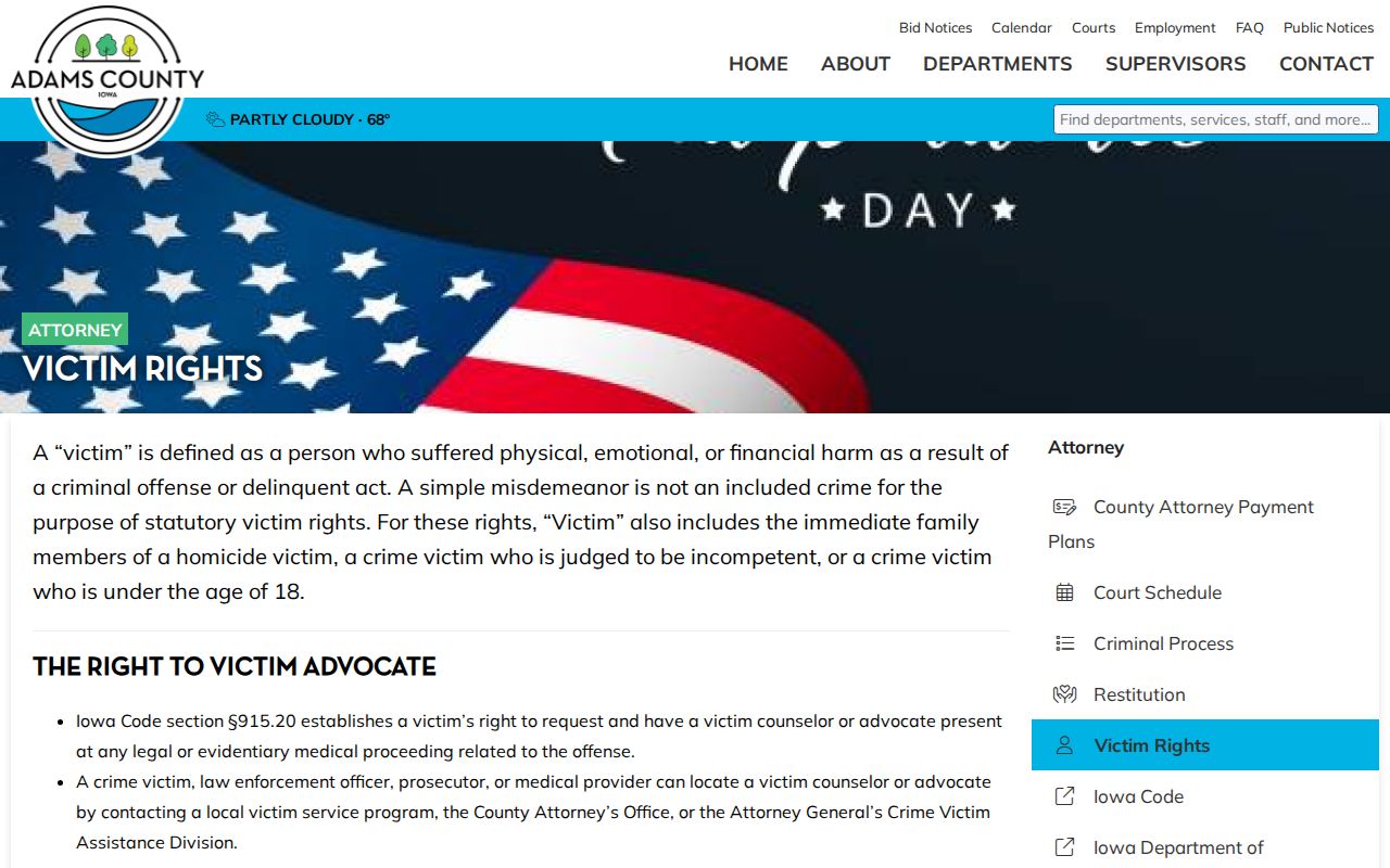 Corning criminal case records victim rights and custody notification