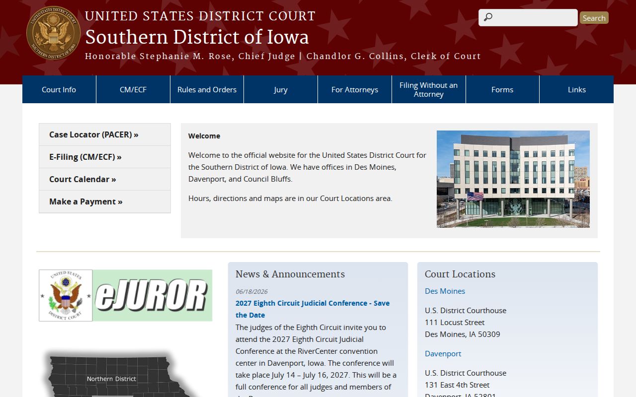 Prescott federal criminal court records Southern District of Iowa